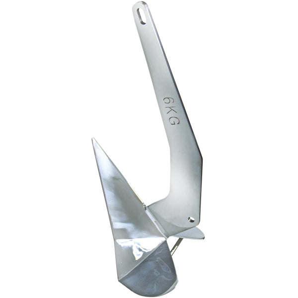 SeaTec Delta 32 kg anker set fra siden, fremhæver det robuste design i 316 RF stål.