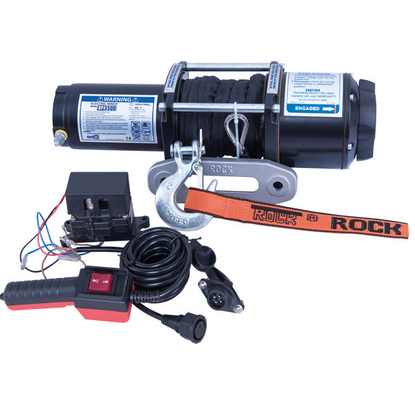 Rock RP3500 el-trailerspil set fra siden med monterede kabler