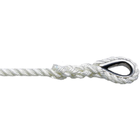 Hvid Robline ankerline set fra siden, 14 mm tykkelse, 40 m lang.