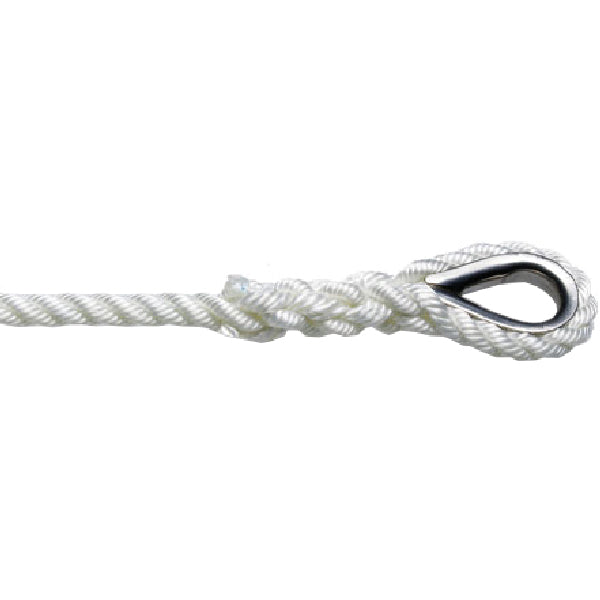 Hvid Robline ankerline set fra siden, 14 mm tykkelse, 40 m lang.