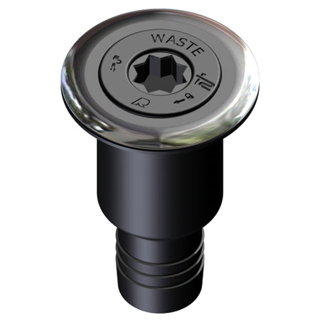 Rutgerson dækspåfyldning waste 50 mm set fra siden, med metalfinish.