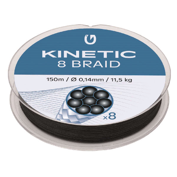 Kinetic Cyber Braid 8 snøre, set fra siden med detaljeret tekstur