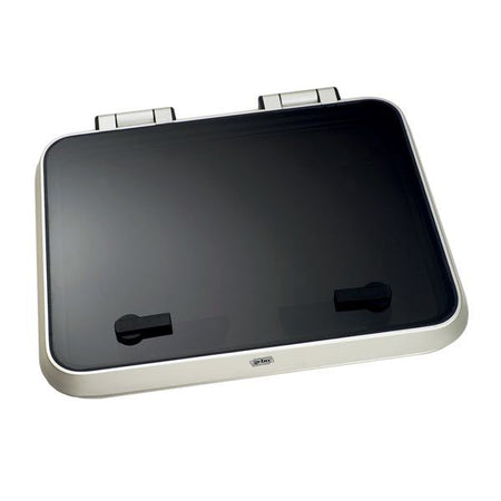 Frontvisning af Gebo skylight 500x500mm med åbningsmekanisme.