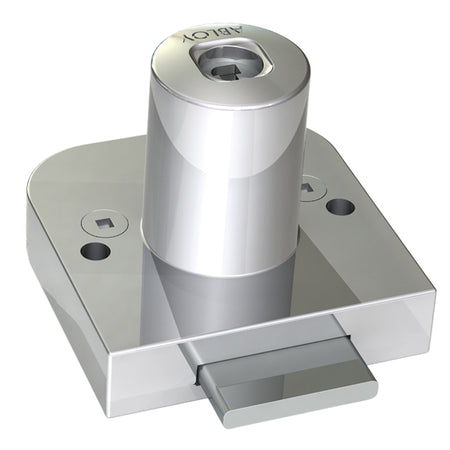 Abloy skabslås til indfældning i 44x44 mm størrelse, set forfra.