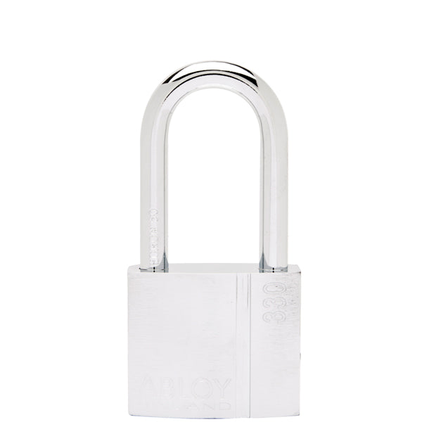 Abloy hængelås PL330/50 set forfra, med fokus på det solide design og størrelse.