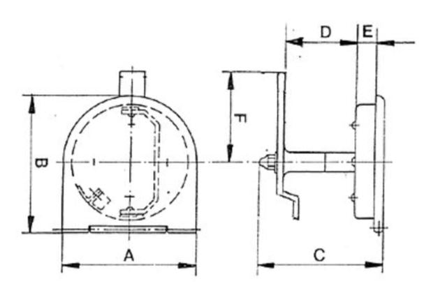 SeaTec dørkbeslag vist fra siden, med dybde 115mm