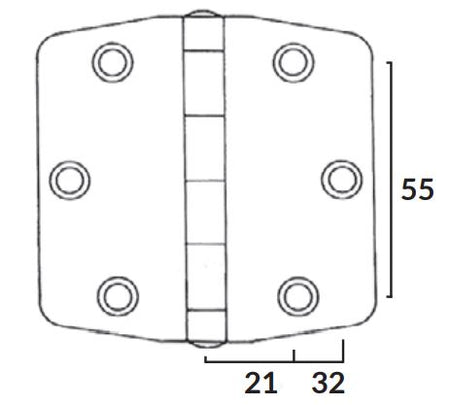1852 hængsel i stål vist fra siden, robust design