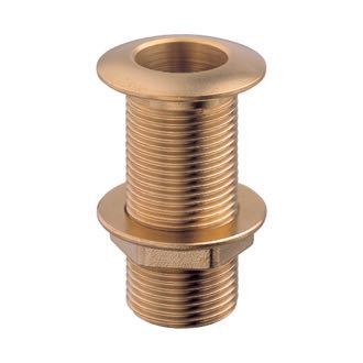 Guidi gennemføring 2", 76 mm messings fitting set fra siden, klar til montage.