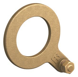Guidi skive til jordkabel i messing, set forfra med detaljeret design.