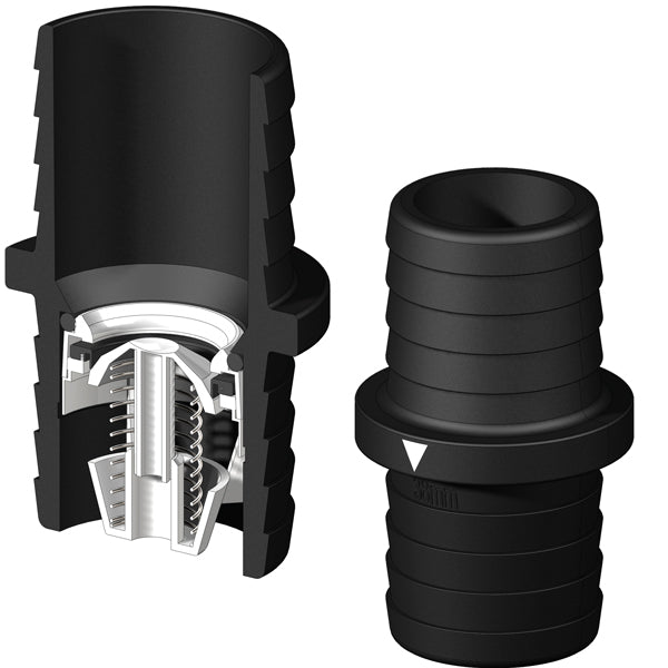 Trudesign kontraventil 50mm set forfra med tilslutninger