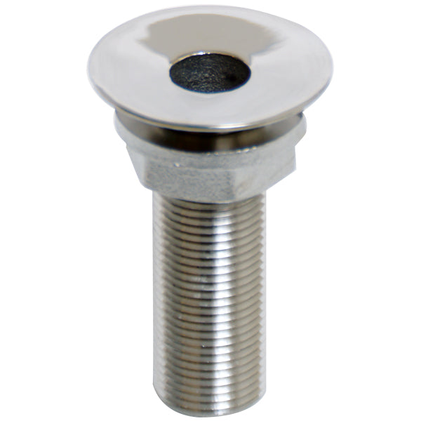 Rustfri gennemføring 3/8" RF uden gevind, vises fra siden.
