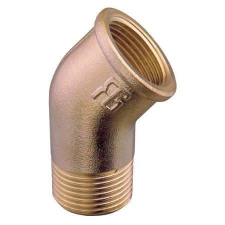 Guidi 45° bøjning i bronze set fra siden, klar til montering.