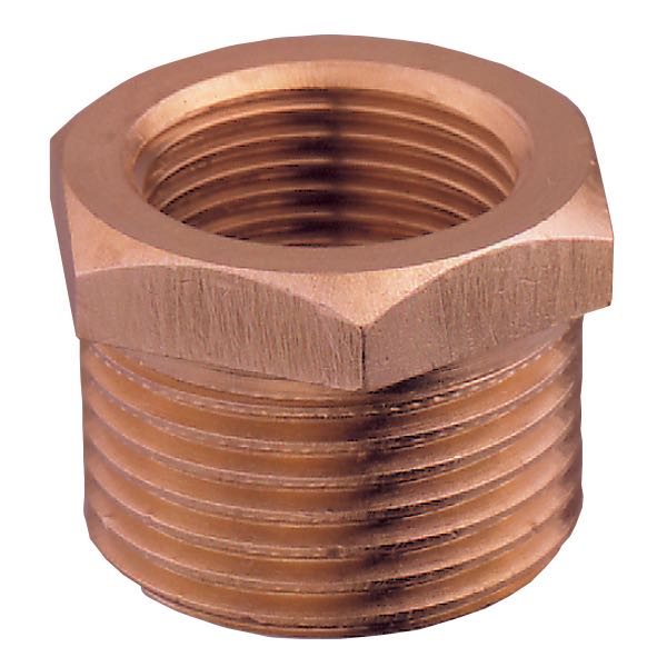 Guidi nippelmuffe 1" - 3/4" bronze set forfra, fremhæver detaljer