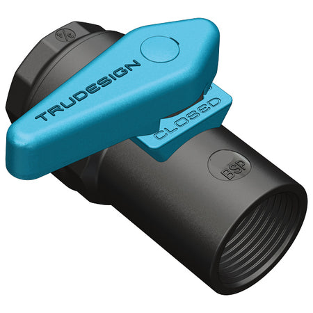 Siden visning af Trudesign kuglehane compact 3/4" med påmonterede rør