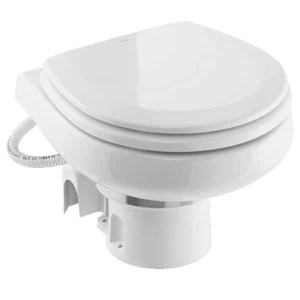 Dometic MasterFlush MF 7220 toilet set forfra, monteret med toiletpapirholder.