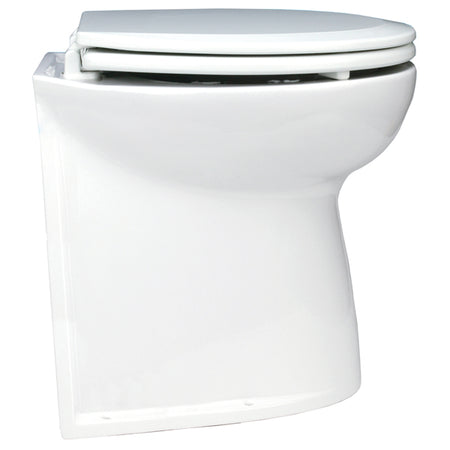 Jabsco deluxe 14 lige bagkant 12V saltvand el-toilet set fra siden