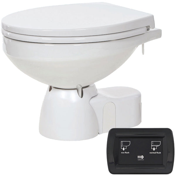 Jabsco Quiet Flush E2 set fra siden, monteret i en båd