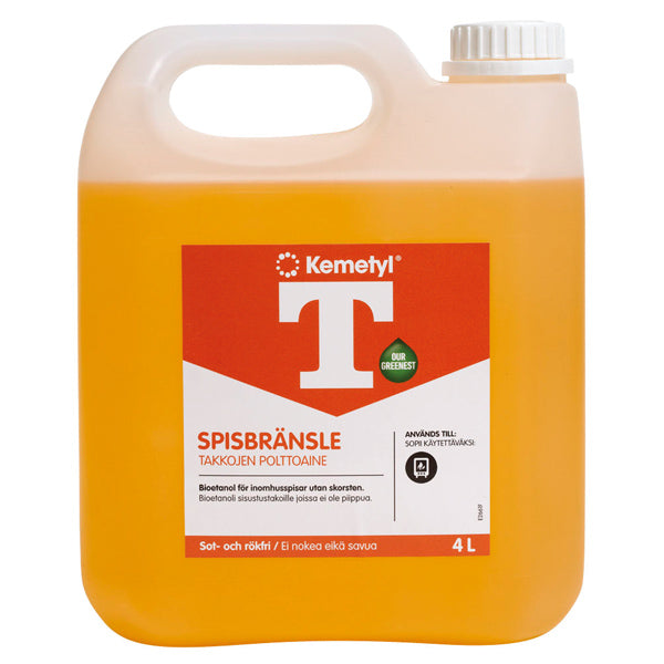 Kemetyl indendørs brændsel i 4 liters dunk, klar til brug.