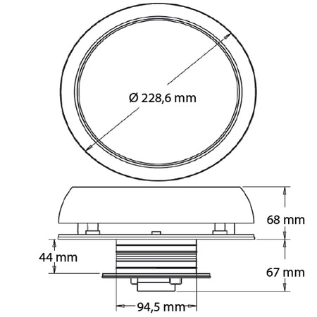 Detaljevisning af Marinco solcelle ventilator bagfra, fokus på ventilationsåbninger