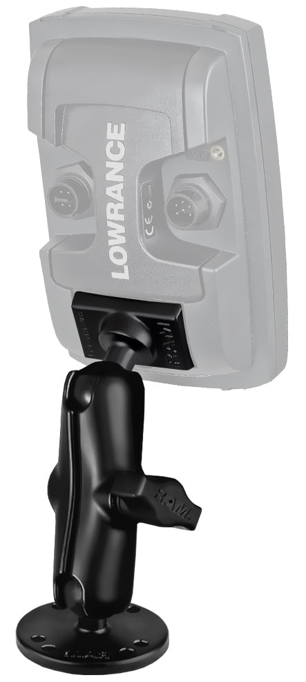 RAM Mounts holder med medium arm monteret på båd, set fra siden.