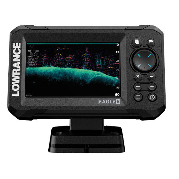 Lowrance Fishfinder Eagle 5 set forfra med skærm tændt
