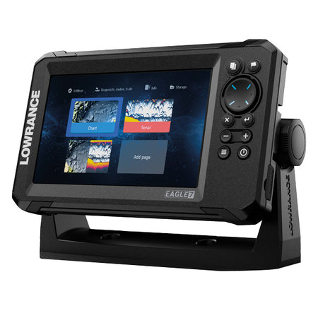 Kombi instrumentet Lowrance Eagle 7 monteret på båd
