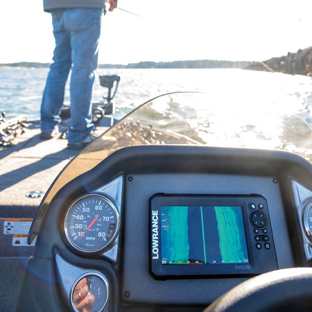 Lowrance, Eagle 7 Tripleshot med display, der viser dybdekort