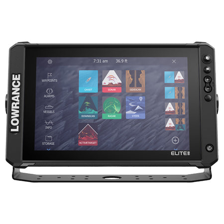 Sideprofil af Lowrance Elite FS 12 monteret på båd