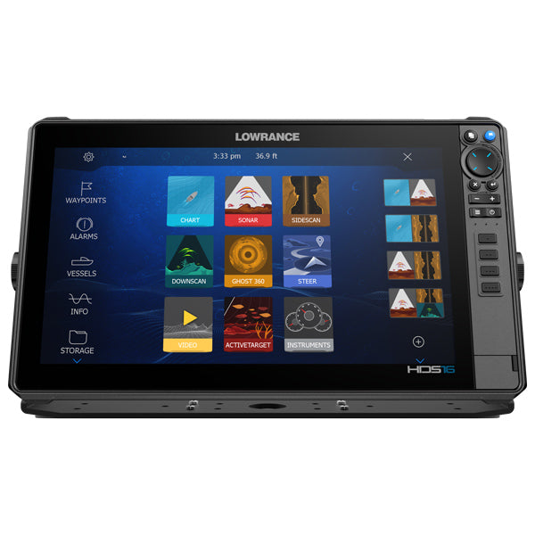 Lowrance HDS-16 PRO i brug med kortvisning på skærmen.