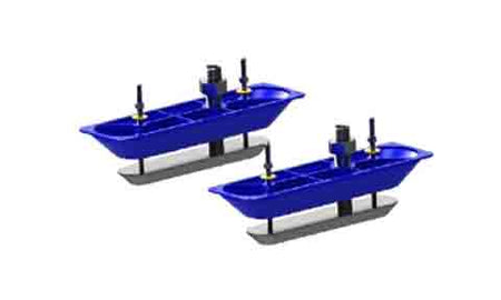 Navico StructureScan 3D Dual gennemføringstransducer set fra siden, klar til montering.