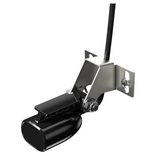 Lowrance EAGLE 4X hæktransducer set fra siden med kabel og monteringsbeslag