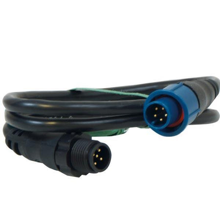 Navico NMEA-netværksstik i sort og blå, vist fra siden.