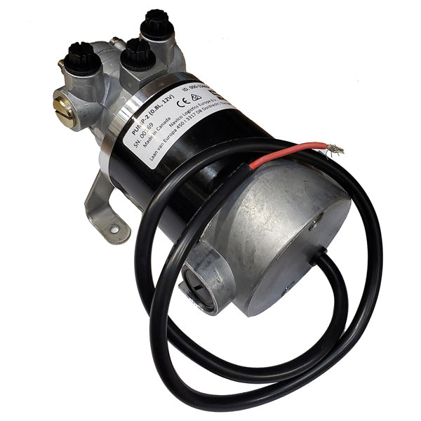 Simrad Pump-4 12V reversibel autopilot pumpe set fra siden.