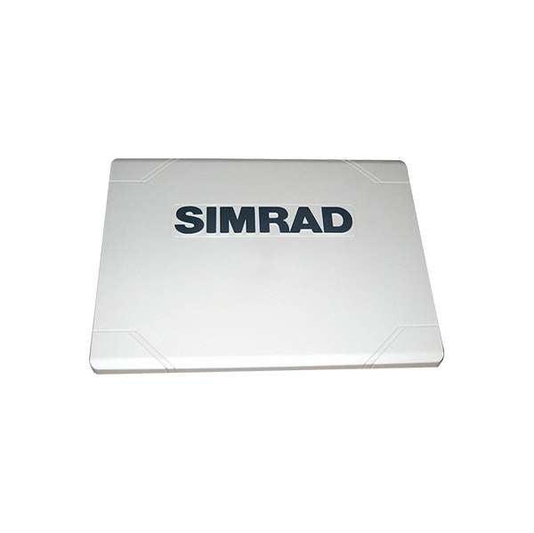 Suncover til Simrad NSS Evo2 16", vist fra siden, monteret på en båd