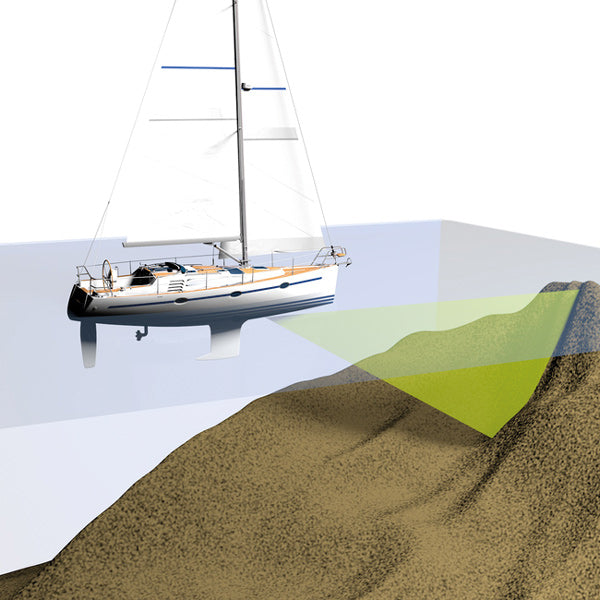 Navico transducer vist fra siden med monteringsbeslag