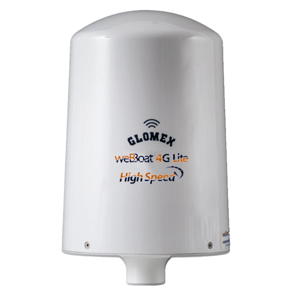 Glomex IT1104HS Webboat 4G Wifi antenne set fra siden, klar til installation på båd.
