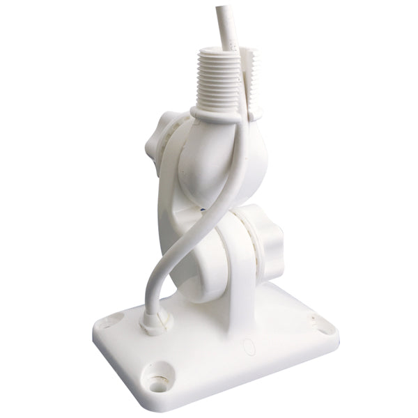 Glomex RA135 hvid nylon 4-vejs antenne vippebeslag set fra siden.