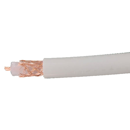 1852 VHF kabel RG213 hvid 10mm rullet ud på en hvid baggrund