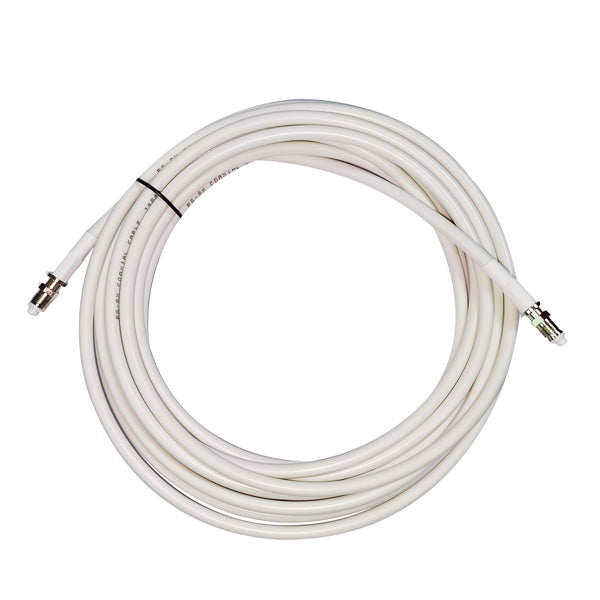 1852 VHF kabel RG-8X i hvid farve, 18 meter langt, med hun FME stik