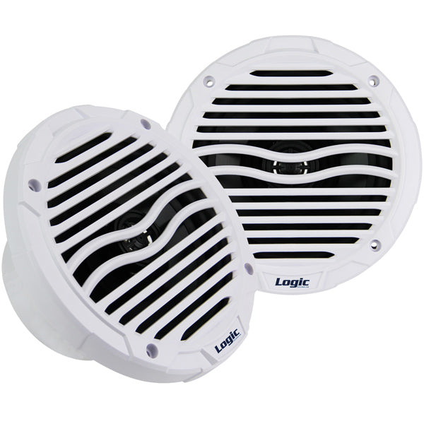 SeaTec højtalersæt Logic SoundLab Marine 5,25" i hvid farve, set forfra.