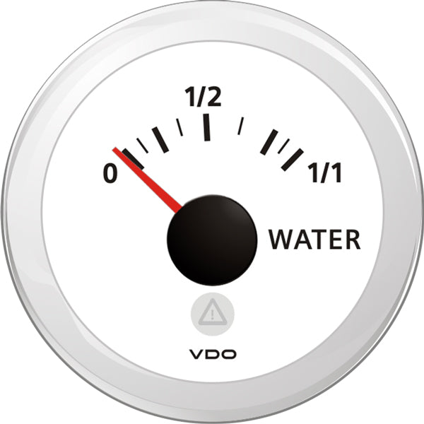 Vdo tankmåler til vand i hvid finish, ø52mm, monteret på båd