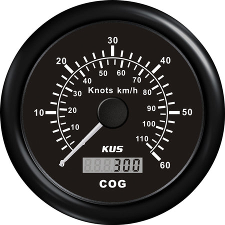 Kus GPS speed monteret på bord, set forfra med kontrolknapper.