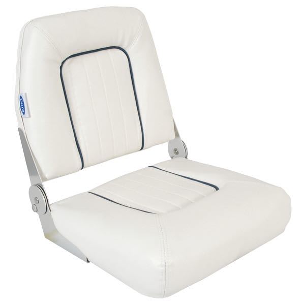ESM styrestol S40 standard hvid med blå, set forfra