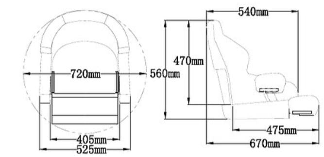 ESM SD52 styrestol monteret på båd, med navy og lysegrå farver