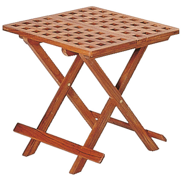 Roca klapbord i teak, 45x45x47cm, set forfra med naturlig finish