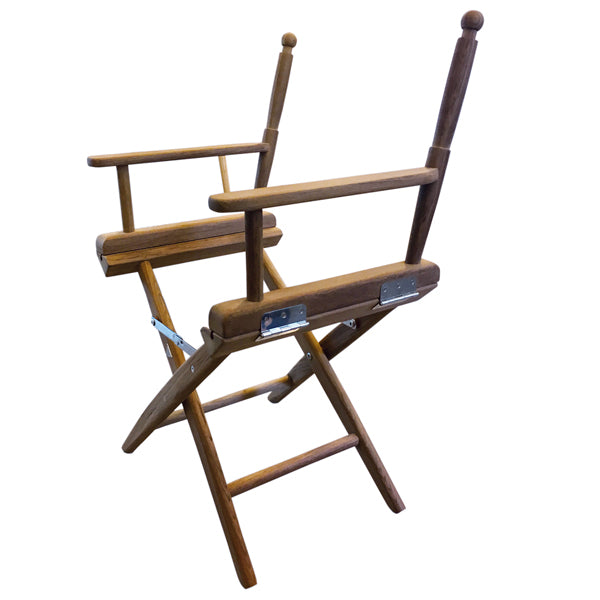 Roca foldebar instruktørstol i teak set fra siden, med 44 cm siddehøjde