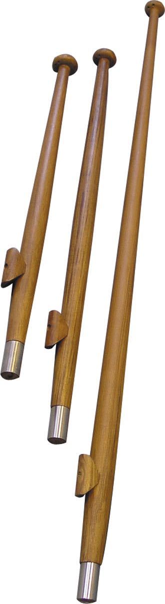 1852 flagspil i teak set fra siden, med tydelig bøsning Ø25 mm