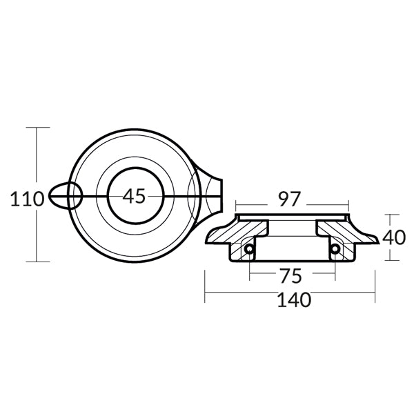 Tecnoseal zinkring 2-delt i beslag, egnet til marine brug på både.