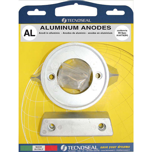 Tecnoseal Alu kit til Volvo 290 aluminium anoder, vist fra siden.