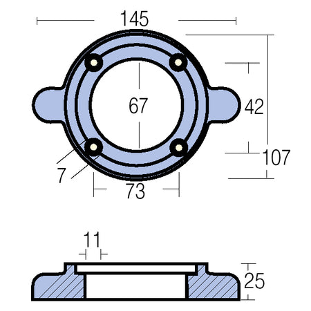 Brug af Tecnoseal drev-zinkring monteret på båd med fokus på detaljer.